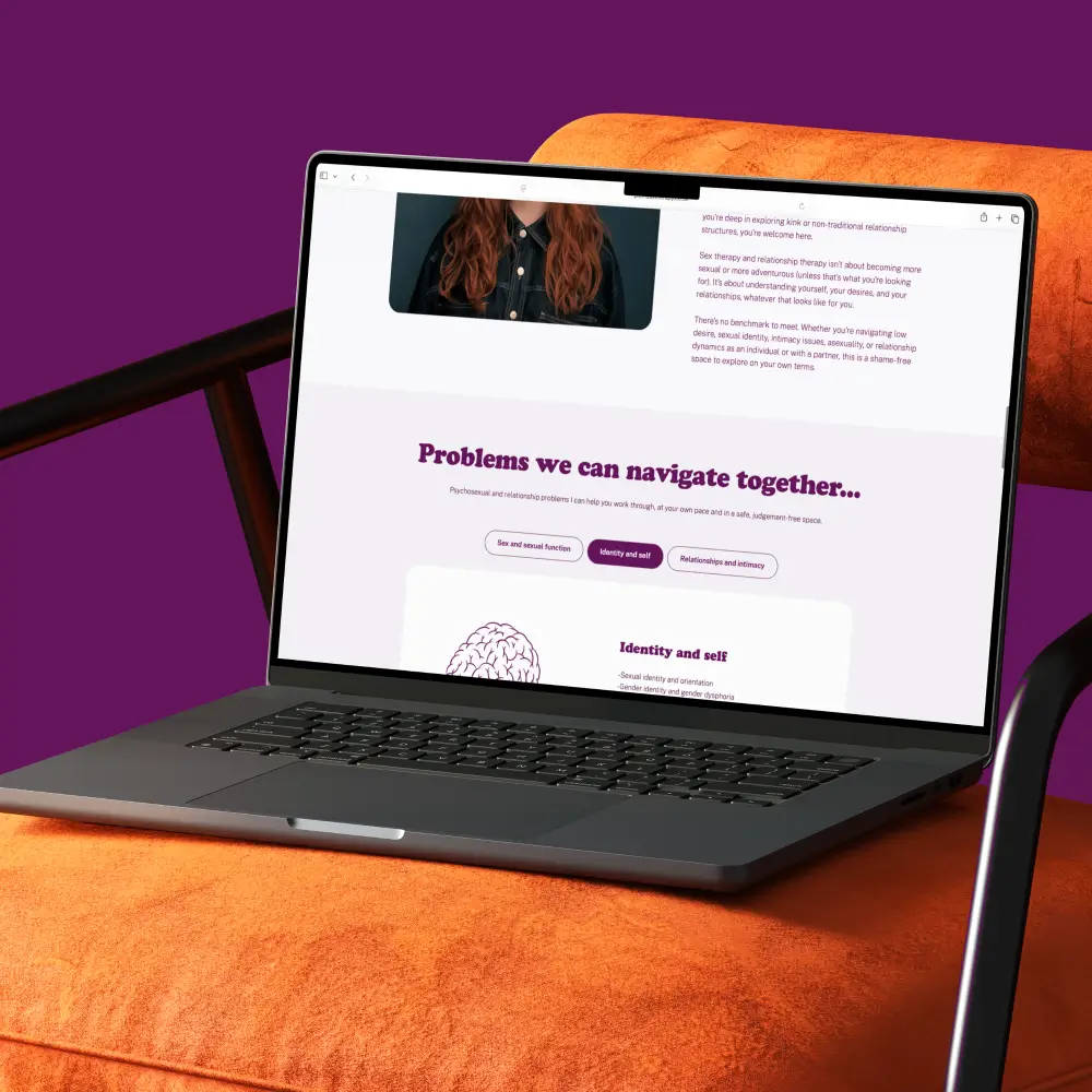 plum sex therapy desktop website mockup